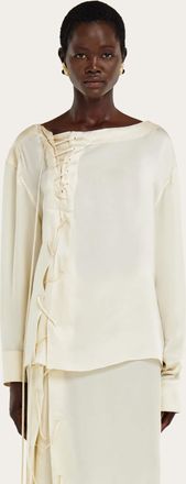 Ferragamo Donna Blusa in raso con nastri Bianco