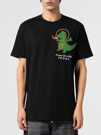 Philipp Plein T-shirt in cotone con logo Hexagon ricamato sul petto