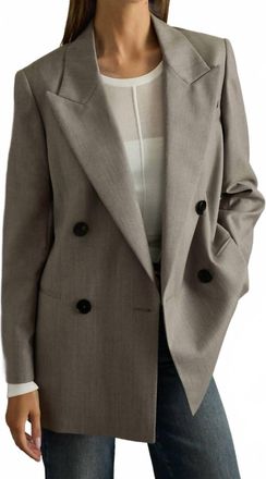Reiss Darla Wool Oversized Double-Breasted Blazer In Grey