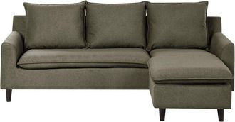Beliani Beliani - Modern Fabric Corner Left Hand Sectional Sofa Polyester Solid Wood Legs Dark Green Elvenes