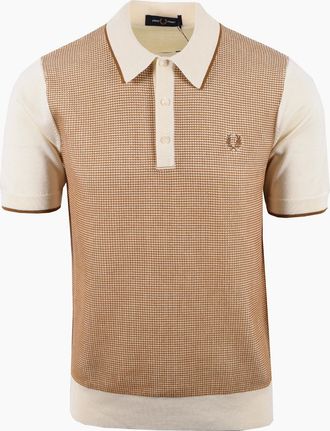 Fred Perry Mens FRED PERRY TONIC WAFFLE KNITTED SHIRT ECRU - Cream - Size: 44