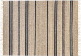 Beliani Beliani - Alfombra De Yute Beige Claro Natural Gris Grafito 160 X 230 Cm A Rayas Borlas Talpur