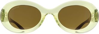 Gucci Round Womens Transparent Green Brown GG2026S - One Size