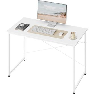 Woltu Tavolo da studio scrivania per computer, postazione di lavoro moderna per ufficio, tavolo da pranzo per casa e ufficio, 120x60 cm, Bianco