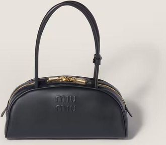 Miu Miu Embossed Logo Top Handle Bag - Black