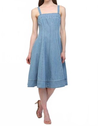 Fate Washed Denim Midi Dress In Light Wash