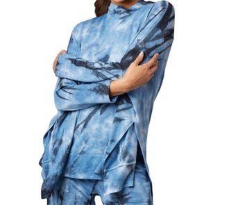 French Kyss Marble Wash Poncho In Denim