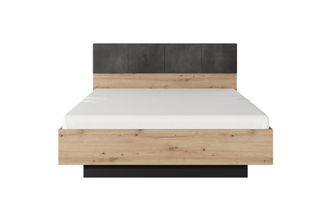 AKL FURNITURE Cama efecto madera Crema y Negro 160x200