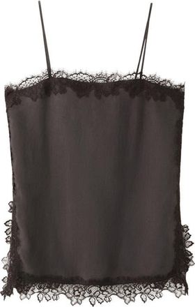 Mango Lace Satin Camisole in Brown at Nordstrom, Size Medium