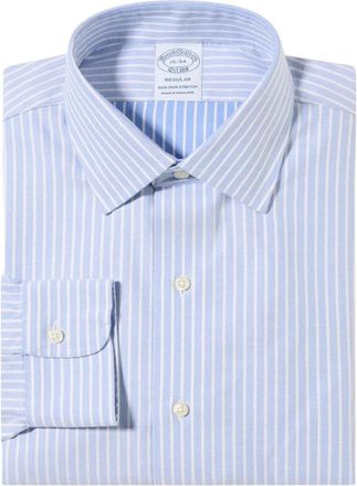 Brooks Brothers Regular Fit Non-Iron Gestreept Dobby Supima Katoenen Overhemd met Ainsley Kraag - Heren - Zakelijke Overhemden - Blauw - XS - Katoen - Overhemden