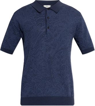 Etro Katoenen Poloshirt - Heren - Polos - Blauw - 2XL - Katoen - Tops