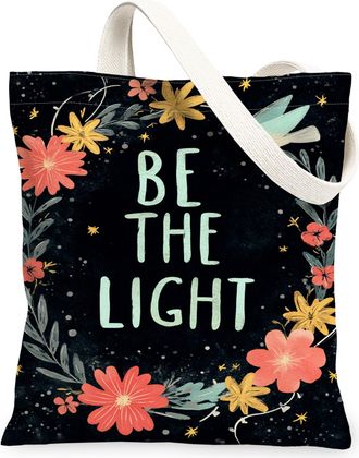 Generic Floral Canvas Tote Bags, Artistic Flower Pattern Reusable Grocery Bags, Vintage Lightweight Washable Shoulder Strap Canvas for Beach Travel Picnic 13x