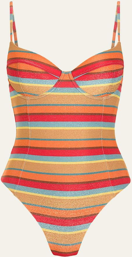 Jayda Glitter Striped One-Piece Swimsuit
