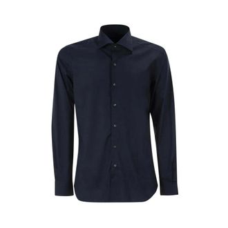 Fay Formal Shirts, male, Blue, Size: 2XL Regular Fit Shirt in Stretch Poplin