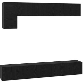vidaXL Vidaxl - Conjunto De Mueble De Tv 5 Pcs Roble Negro 100 X 30 X 30 Cm