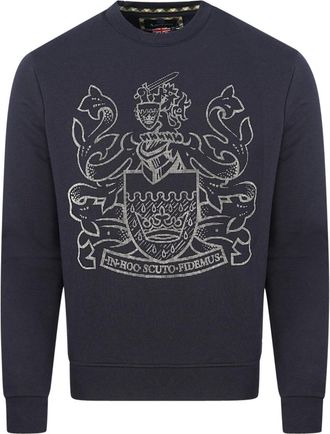 Aquascutum Pixel Aldis Logo Marine Sweater