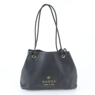 Gucci Black Leather Handbag Shoulder Bag Tote Bag (Pre-Owned)