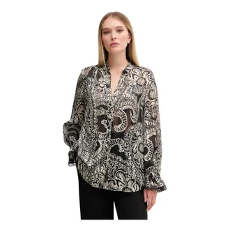 Marc Aurel Dames, Blouses & Shirts, Zwart, Maat: XL Poliester