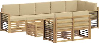 vidaXL Conjunto De Sof&aacute;s De Exterior 9 Uds. Y Beige Poli&eacute;ster Vidaxl