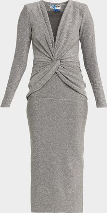 La Petite Robe Di Chiara Boni Jarra Twist-Front Shimmer Bodycon Midi Dress