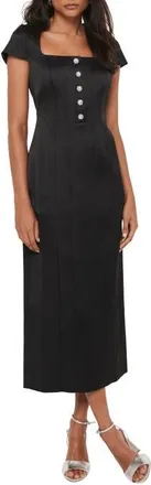 Mint Velvet Satin Midi Dress in Black at Nordstrom, Size 10