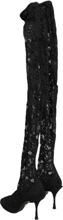 Dolce & Gabbana Womens Black Taormina Lace Socks Boots Pumps Shoes Elastane