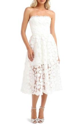 Helsi Florence Sequin Floral Strapless Midi Dress in White at Nordstrom Rack, Size Medium