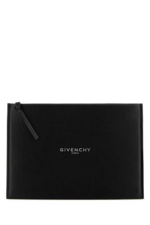 Givenchy Black Leather Large Antigona Stamped Clutch