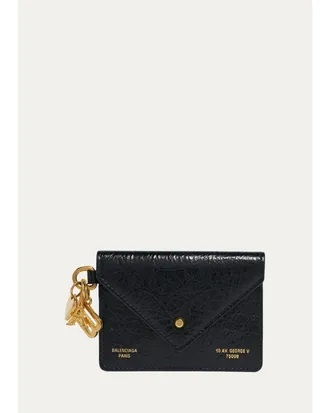Balenciaga Token Charm-Embellished Arena Leather Card Holder