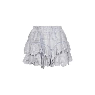 Isabel Marant Rokken, Dames, Blauw, S, Katoen, Flounced Short Skirt