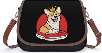 Generic Funny Corgi with Crowned Fashion Womens Crossbody Bags Novelty Handbag Shoulder Bag Purse