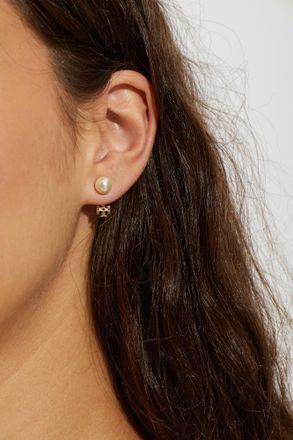 Tory Burch Earrings With Glass Pearl, Womens, Cream