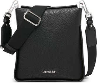 Calvin Klein Womens Fay North/South Small Crossbody, Black/Silver, One Size