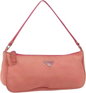 Prada Pre-owned Shoulder Bags, female, Pink, Size: ONE SIZE Pre-owned Vintage Nylon Shoulder Bag
