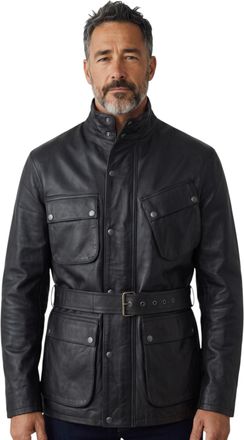Infinity Leather Mens Black Lamb Leather Safari Parka Jacket - Dresden