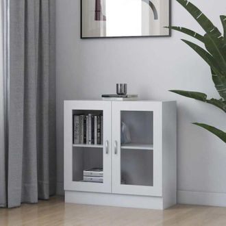 vidaXL Armadietto con Vetrina Bianco 82,5x30,5x80 cm Legno Multistrato - Vidaxl
