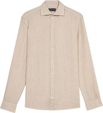 Brooks Brothers Zandkleurig Linnen Casual Overhemd - Heren - Casual Overhemden - Beige - XL - Linnen - Overhemden
