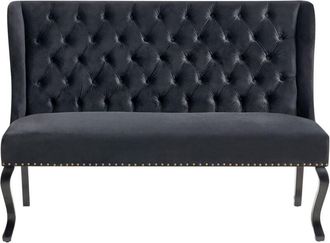 Beliani Upholstered Bench 2 Seater TORSBY Velvet Black