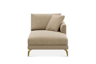 Castlery Lena Right Chaise Sofa Customized, (Washed Chenille) Sand (Brass Legs), Machine Washable, Removable Covers for Sofas, Castlery