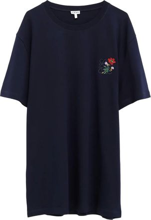 Loewe T-shirt con ricamo floreale - Blu