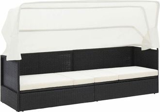 vidaXL Vidaxl - Sof&aacute; De Jard&iacute;n Con Dosel Negro Rat&aacute;n Sint&eacute;tico