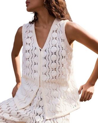 Mint Velvet Crochet Sequin Top in Neutral at Nordstrom, Size X-Small