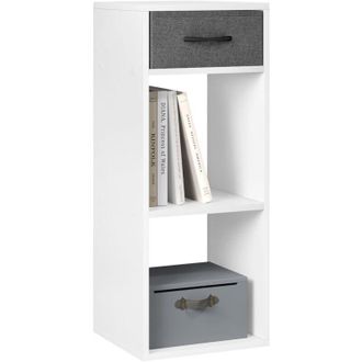 Woltu Librer&iacute;a De Dise&ntilde;o Moderno De 3 Niveles Con Caj&oacute;n, Blanco - Woltu