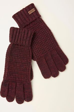 Fat Face FatFace Burgundy Red Waffle Gloves