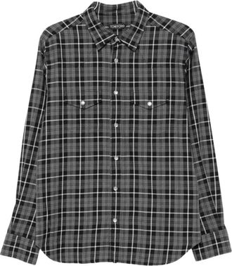 Tom Ford Shirts Grijs - Heren - Casual Overhemden - Grijs - XL - Katoen - Overhemden
