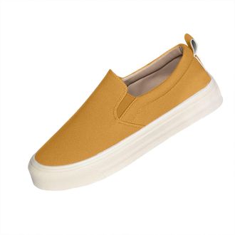 Generic Yellow Ladies Everyday Loafers with Round Toe Design and Shallow Mouth for Outdoor Adventures