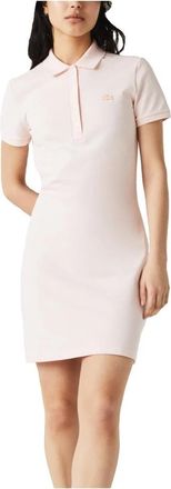 Lacoste Slim Fit Polo Jurk met Korte Mouwen - Dames - Korte kleedjes - Roze - M - Katoen - Kleedjes
