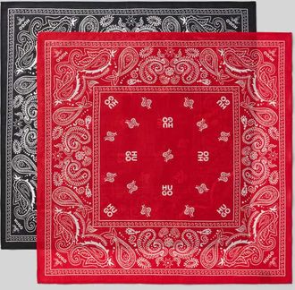 HUGO BOSS Tuch aus reiner Baumwolle im 2er-Pack Modell BANDANA in Black, Gr&ouml;&szlig;e 1