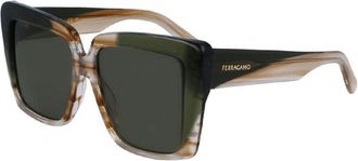 Ferragamo SF1060SN 263 Striped Honey/Khaki/Green