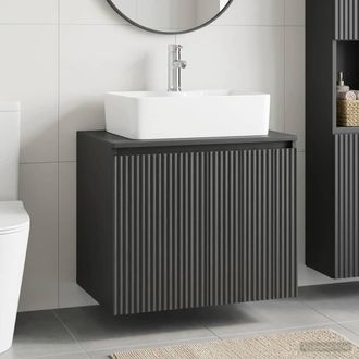 vidaXL Vidaxl Set Di Mobili Per Il Bagno Nero Legno Ingegnerizzato